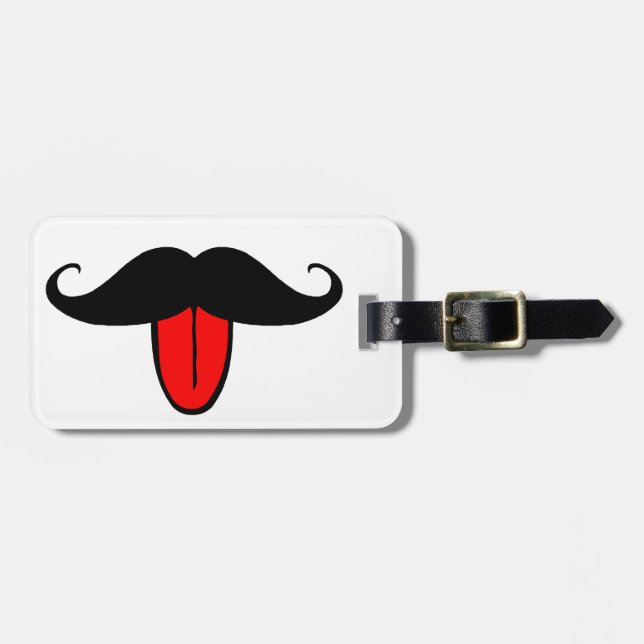 Funny mustache luggage tag (Front Horizontal)