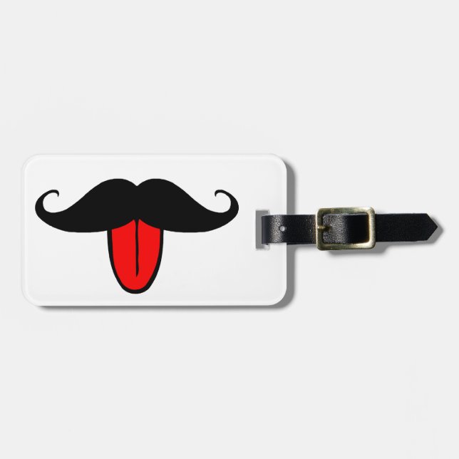 Funny mustache luggage tag (Front Horizontal)