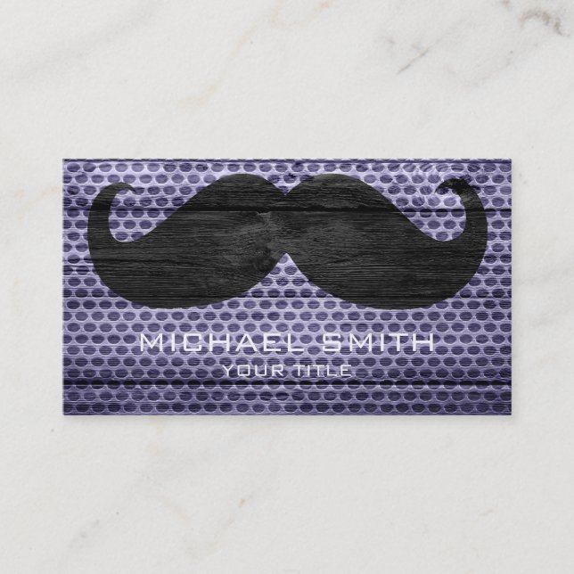 Funny Mustache Metal Hole #5 Business Card (Front)