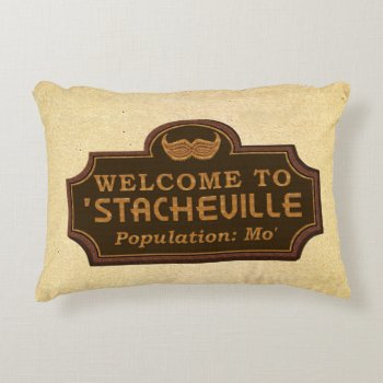 Funny Mustache Mo Welcome Sign Decorative Pillow by HaHaHolidays at Zazzle