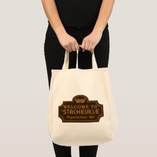Funny Mustache Mo Welcome Sign Tote Bag
