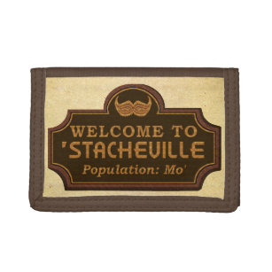 Funny Mustache Mo Welcome Sign Trifold Wallet