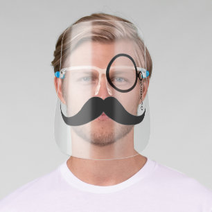Funny Mustache & Monocle Face Shield