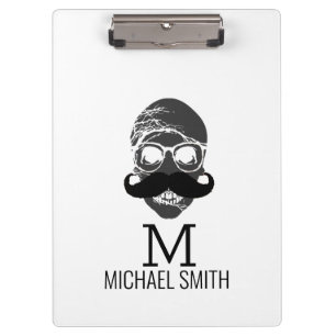 Funny Mustache Monogram #2 Clipboard