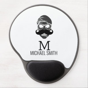 Funny Mustache Monogram #2 Gel Mouse Pad