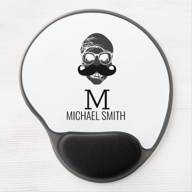 Funny Mustache Monogram #2 Gel Mouse Pad (Front)