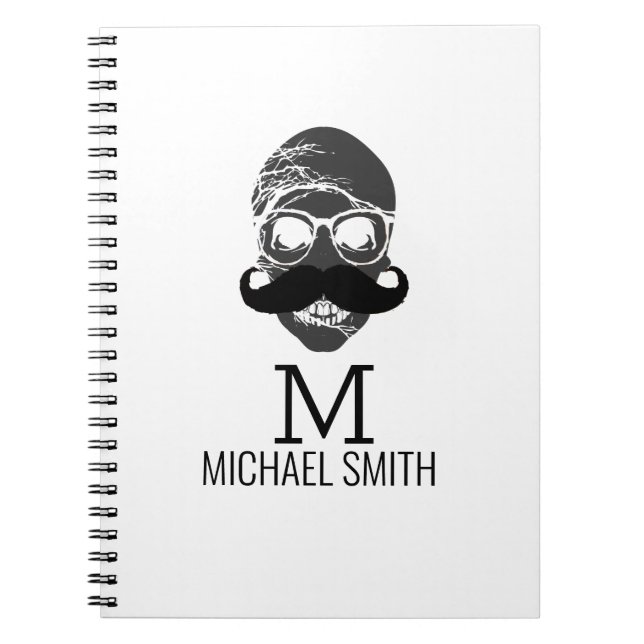 Funny Mustache Monogram #2 Notebook (Front)