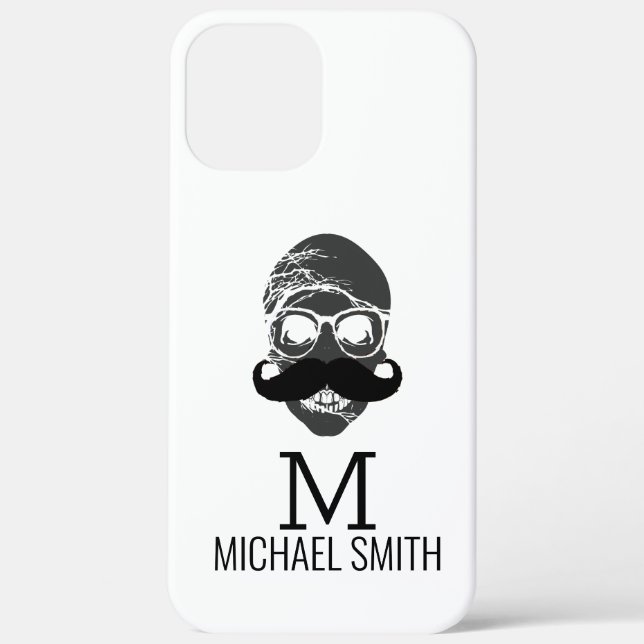 Funny Mustache Monogram Case-Mate iPhone Case (Back)
