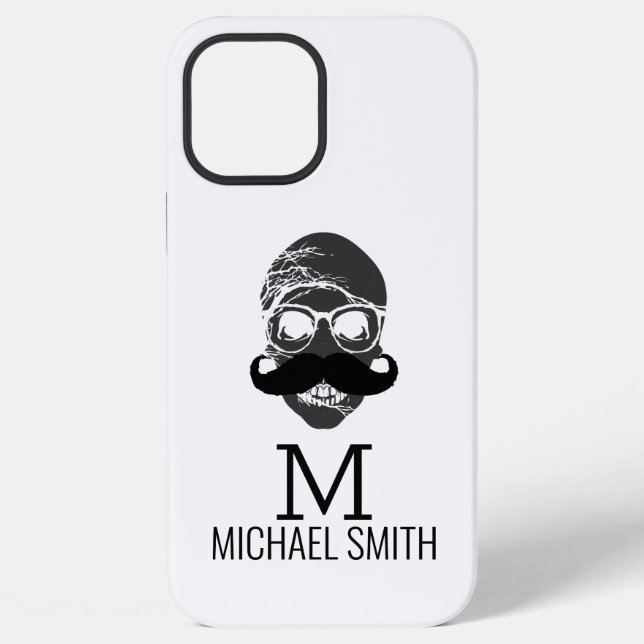 Funny Mustache Monogram Iphone Case (Back)
