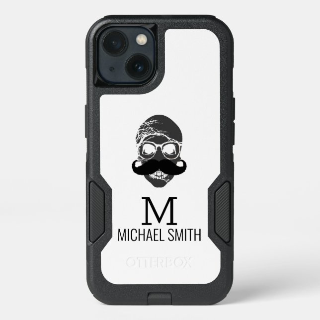 Funny Mustache Monogram Otterbox iPhone Case (Back)