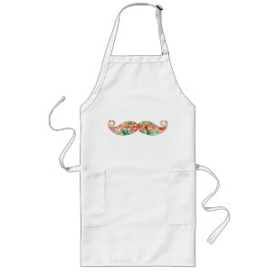 Funny Mustache Mosaic Pattern #3 Long Apron