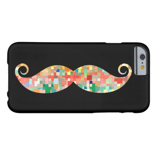 Funny Mustache Mosaic Plain Black Background Barely There iPhone 6 Case