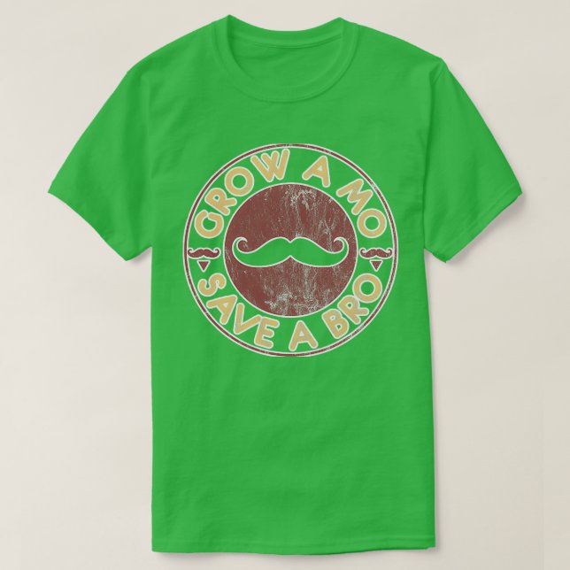 Funny Mustache Moustache Grow A Mo 2 T-Shirt (Design Front)