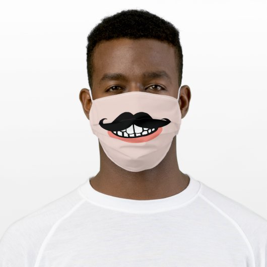 Funny Mustache Mouth Adult Cloth Face Mask (Worn)