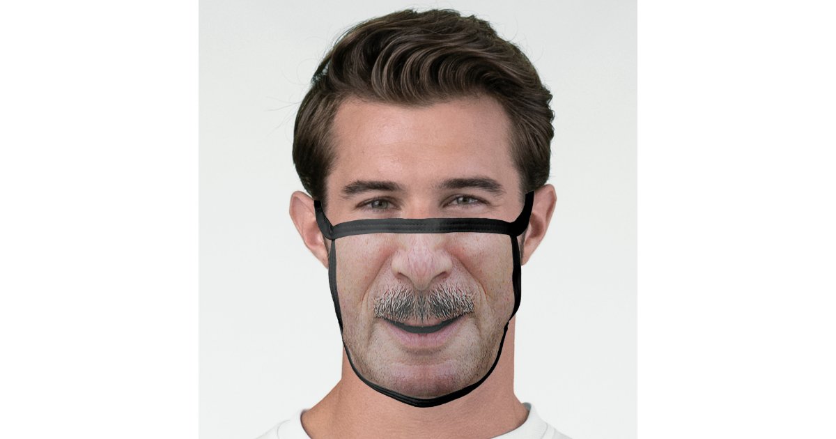 Funny Mustache Old Man Gray Beard No Teeth Humor Face Mask | Zazzle