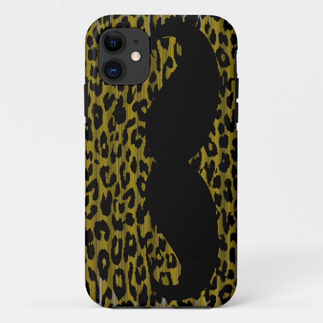 Funny Mustache on Leopard Skin 3 Case-Mate iPhone Case (Back)