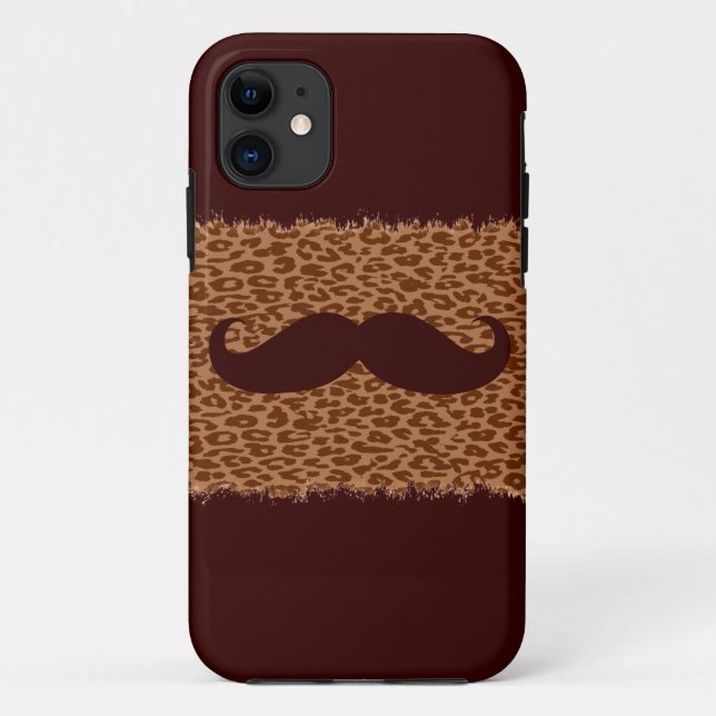 Funny Mustache on Leopard Skin Case-Mate iPhone Case (Back)