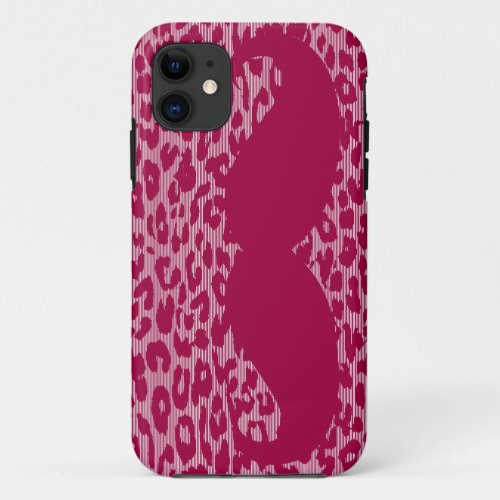 Funny Mustache on Leopard Skin iPhone 11 Case