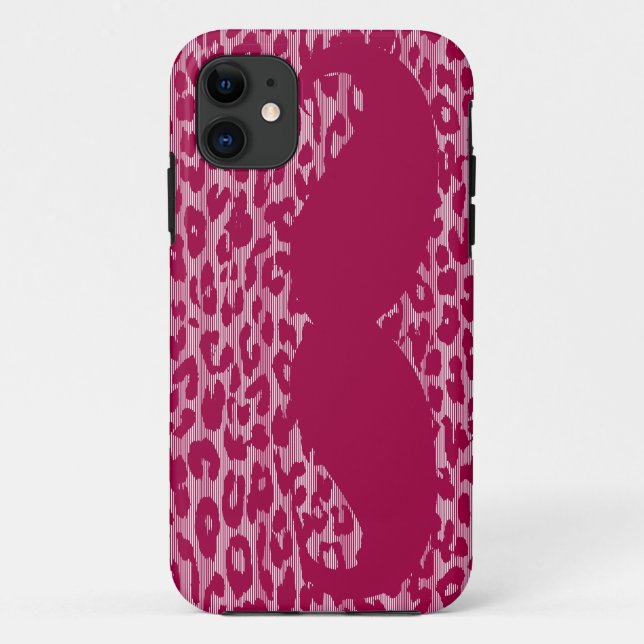 Funny Mustache on Leopard Skin Case-Mate iPhone Case (Back)