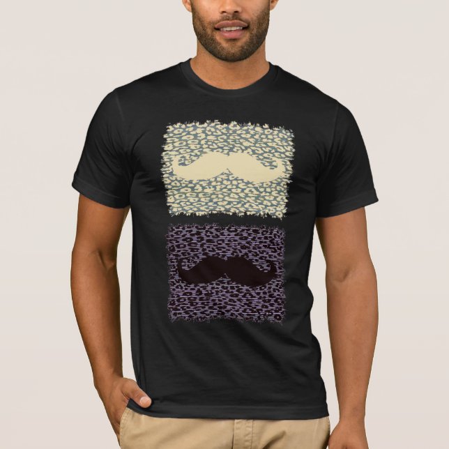 Funny Mustache on Leopard Skin T-Shirt (Front)