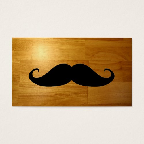 Funny Mustache on Shiny Wood Texture Background Business Cards