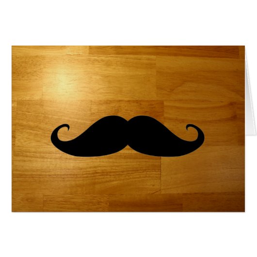 Funny Mustache on Shiny Wood Texture Background (Front Horizontal)