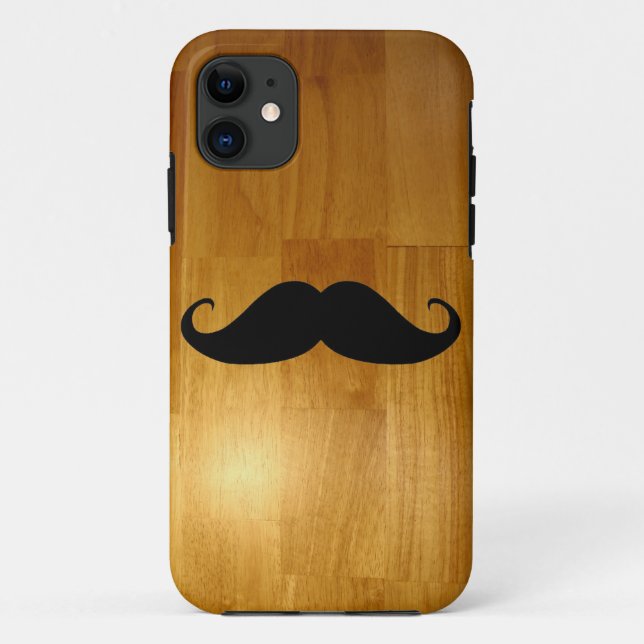 Funny Mustache on Shiny Wood Texture Background Case-Mate iPhone Case (Back)