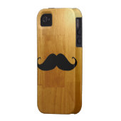 Funny Mustache on Shiny Wood Texture Background Case-Mate iPhone Case (Back Left)