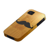 Funny Mustache on Shiny Wood Texture Background Case-Mate iPhone Case (Bottom)