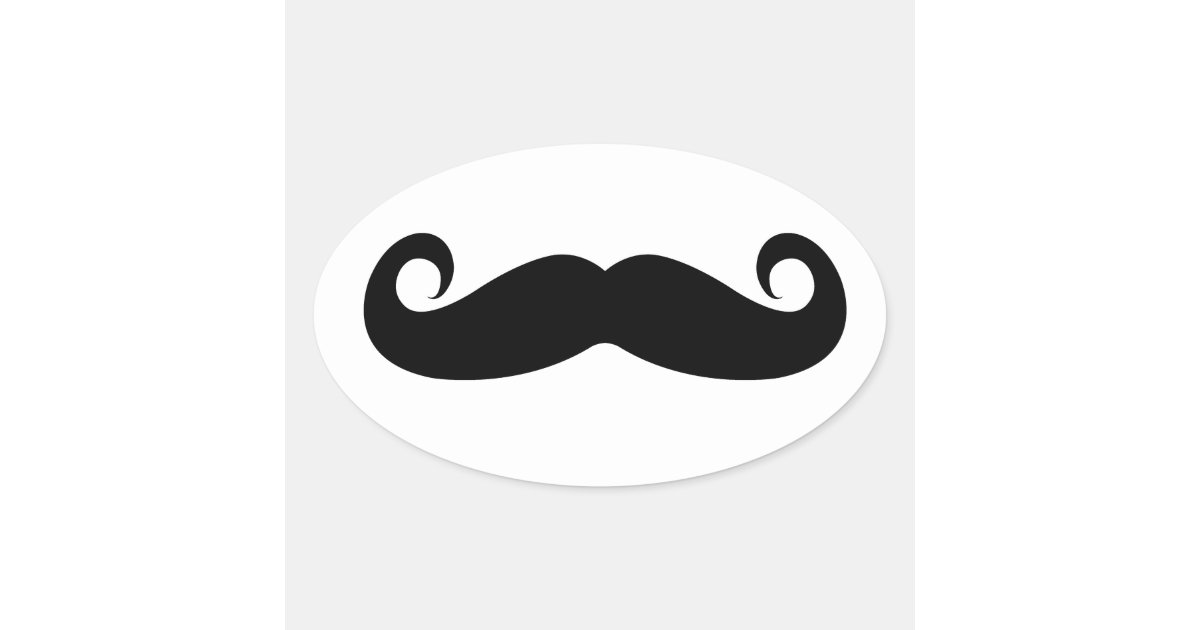 Funny Mustache Oval Sticker | Zazzle