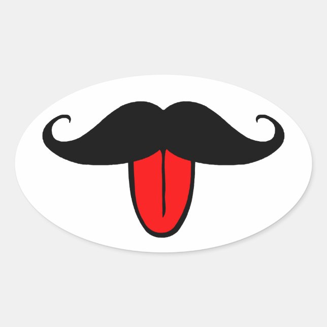 Funny mustache oval sticker (Front)