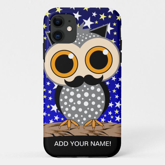 funny mustache owl Case-Mate iPhone case (Back)