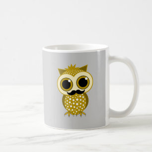 funny mustache owl coffee mug