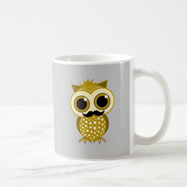 funny mustache owl coffee mug (Right)