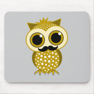 funny mustache owl mouse pad