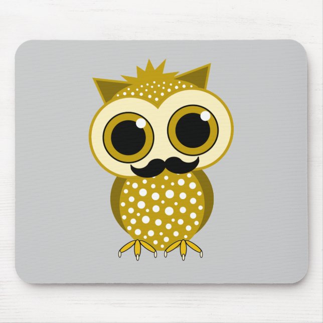 funny mustache owl mouse pad (Front)