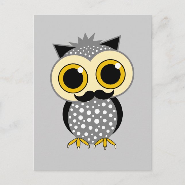 funny mustache owl postcard (Front)