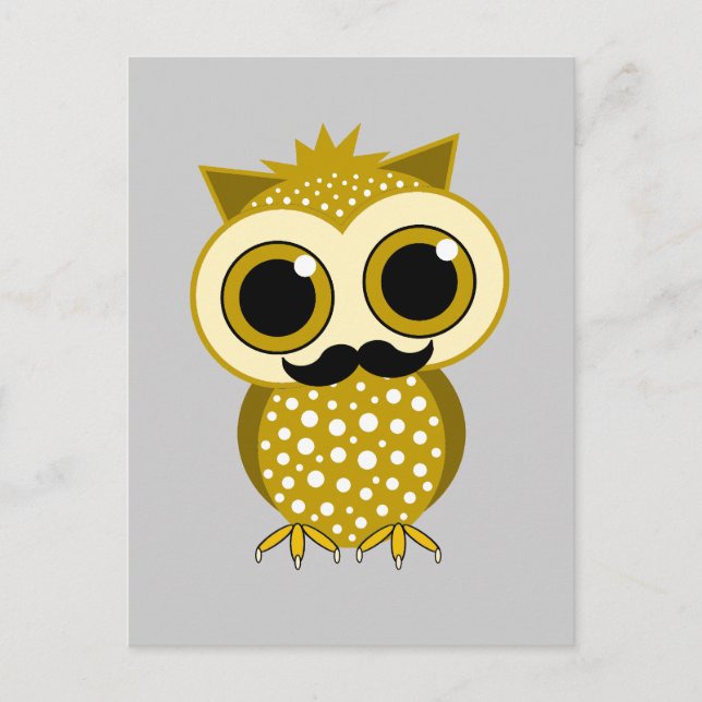 funny mustache owl postcard (Front)