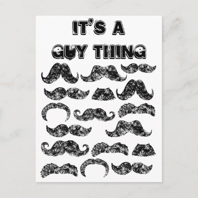 Funny Mustache pattern for men Postcard (Front)