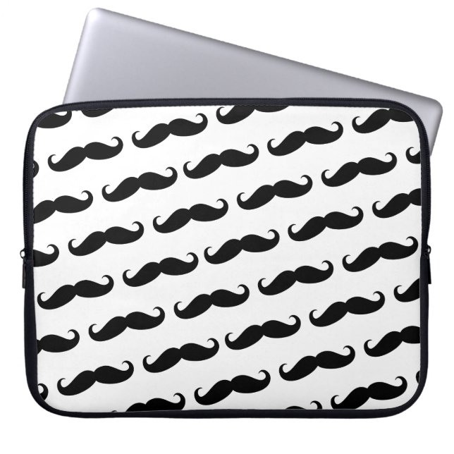 Funny mustache pattern laptop sleeve (Front)
