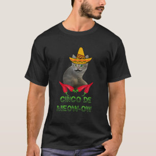Funny Mustache Peppers Cinco De Meow-Ow Matching F T-Shirt