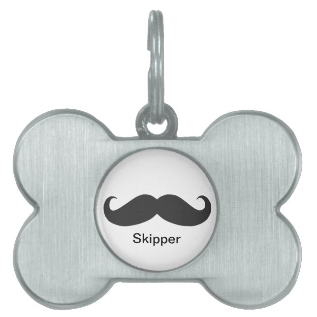 funny mustache pet name tag (Front)