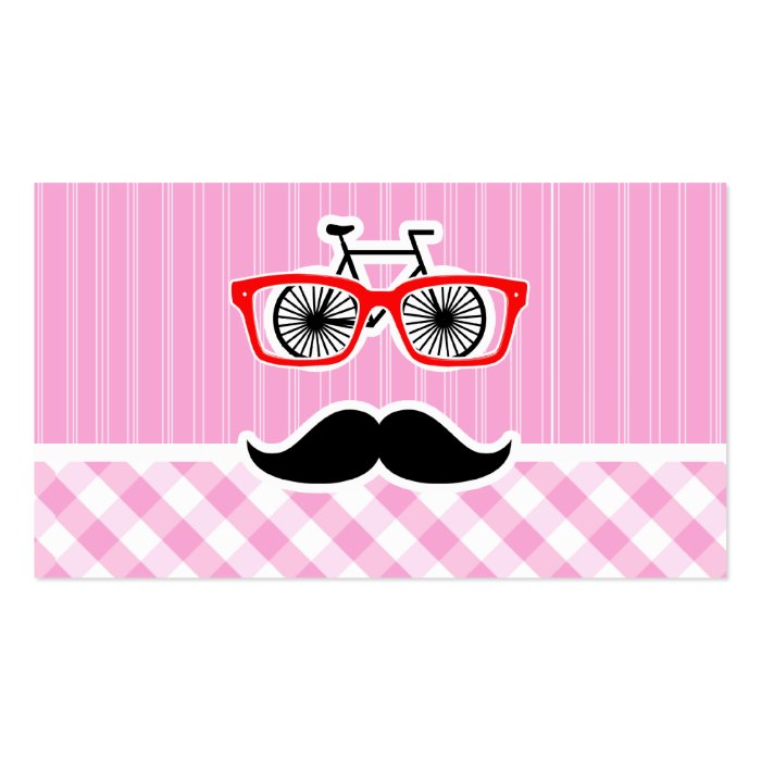 Funny Mustache; Pink Plaid; Checkered Business Card Templates