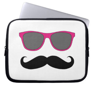 Funny Mustache, Pink Sunglasses Laptop Sleeve