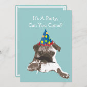 Funny Mustache Pug Birthday Party Invitation (Front/Back)