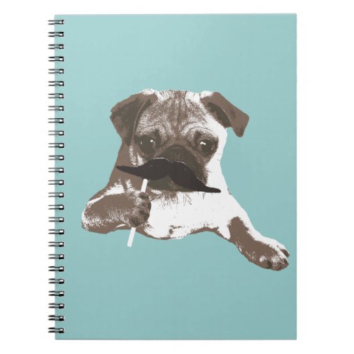 Funny Mustache Pug Notebook