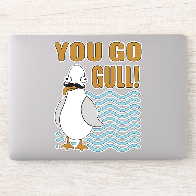 Funny Mustache Seagull You Go Gull Sticker (Computer)