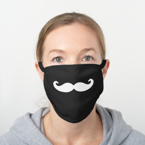 Funny Mustache Simple Black and White Black Cotton Face Mask