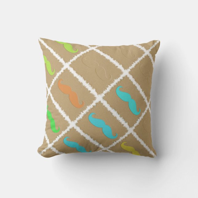 Funny Mustache Throw Pillow (Front)