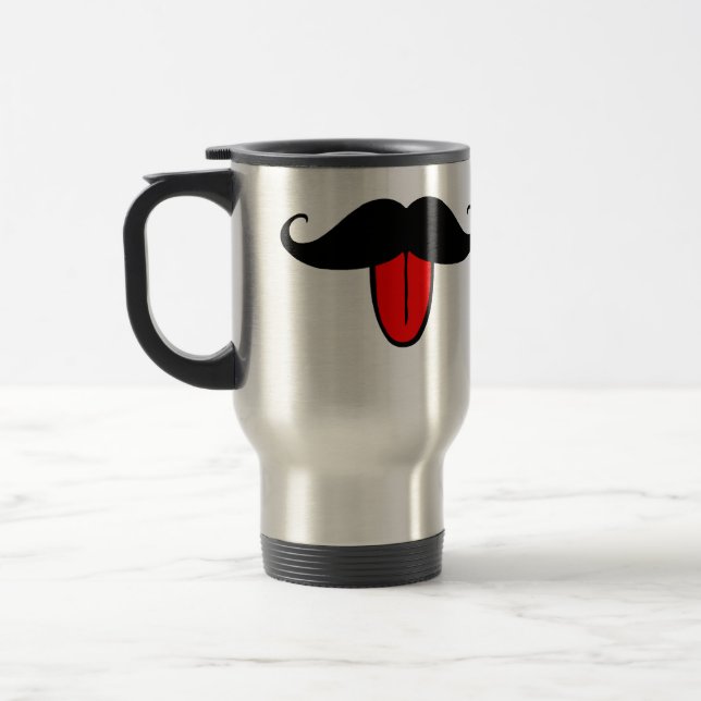 Funny mustache travel mug (Left)
